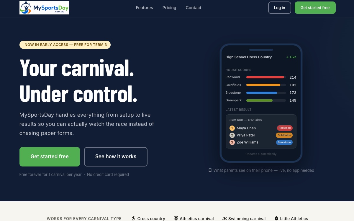 MySportsDay website screenshot